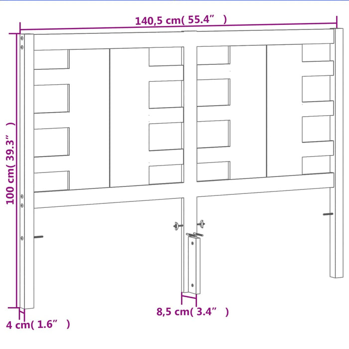 Testiera Marrone Cera 135 cm in Legno Massello di Pino 844333