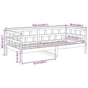 Dormeuse senza Materasso Marrone Cera 90x190 cm Legno di Pino 844410