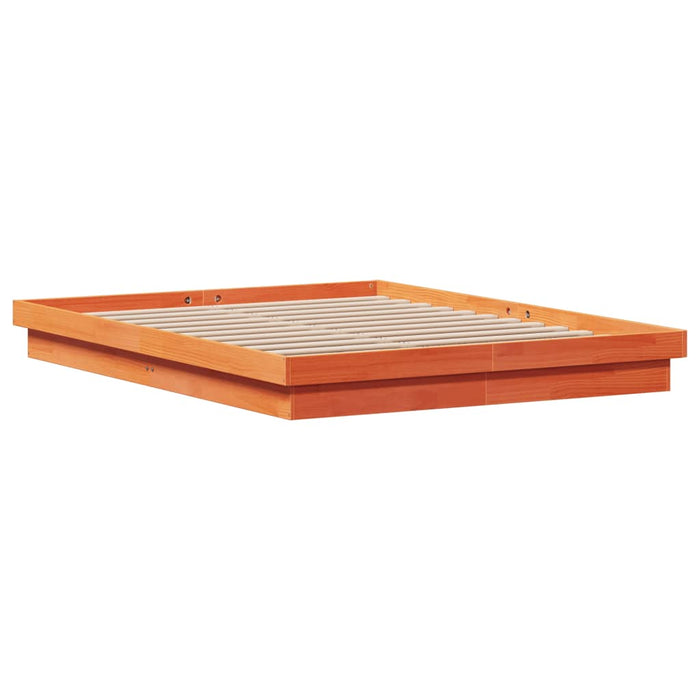 Giroletto Marrone Cera con LED 160x200 cm Legno Massello Pino 844416