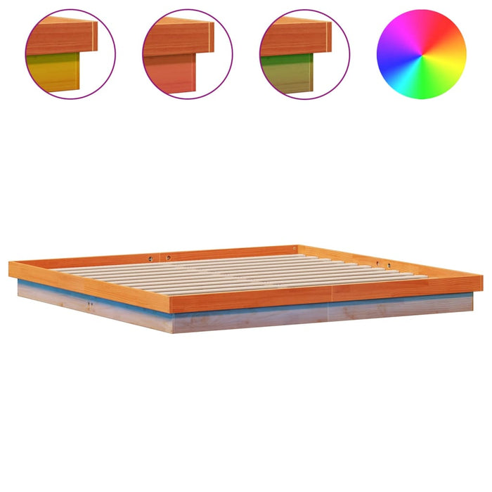 Giroletto LED Marrone Cera 180x200 cm in Legno Massello di Pinocod mxl 113737