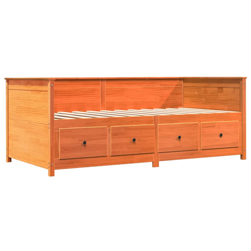 Dormeuse senza Materasso Marrone Cera 90x200 cm Legno di Pino 844438