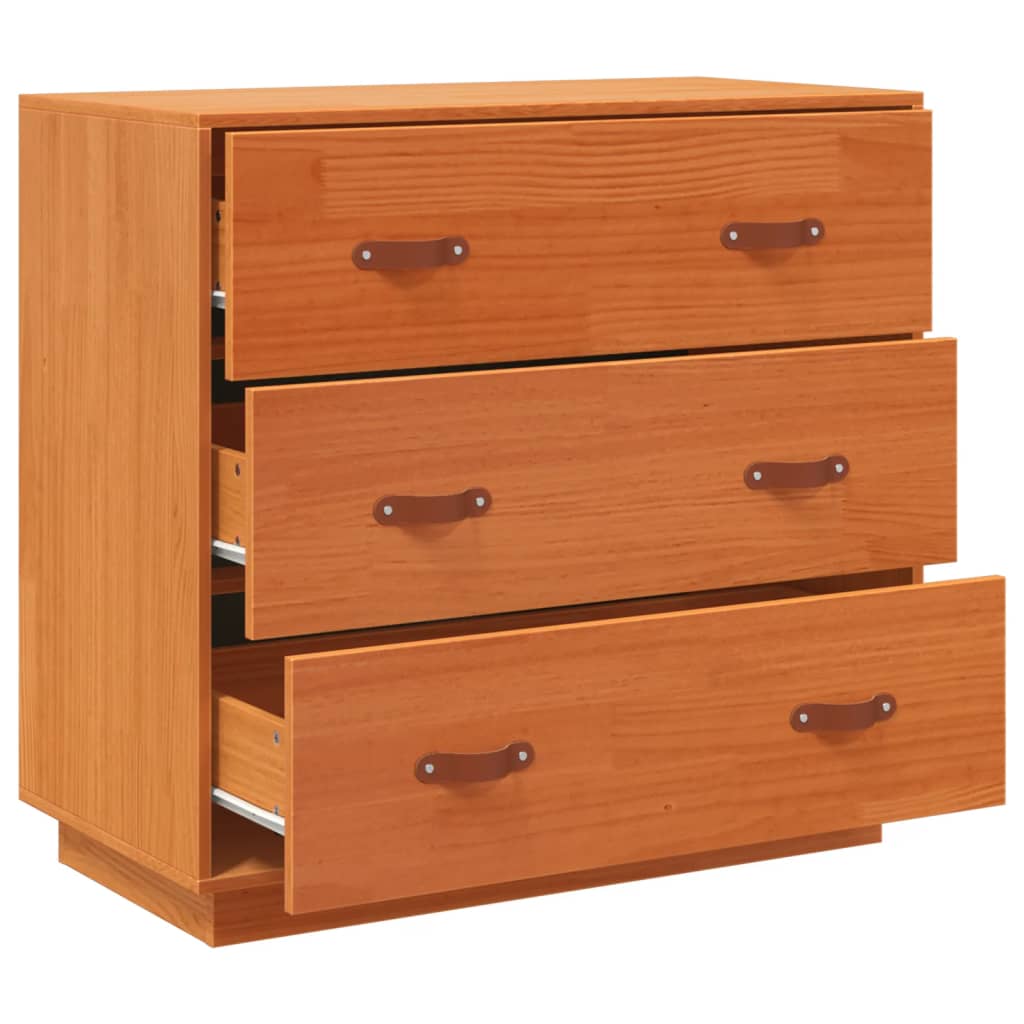 Credenza Marrone Cera 80x40x75 cm in Legno Massello di Pino 844471