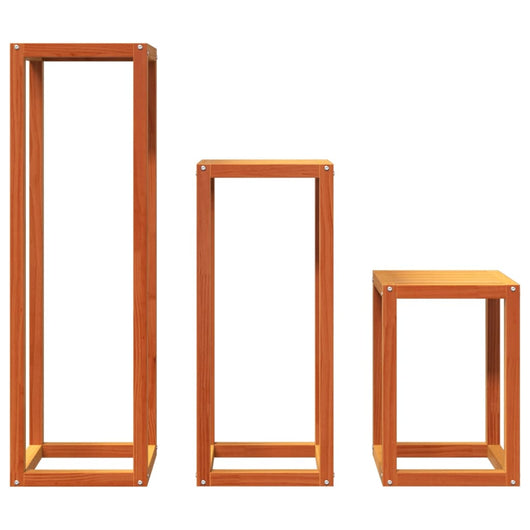 Portavasi per fiori 3 pezzi in legno massello di pino cerato marrone 02_0045254