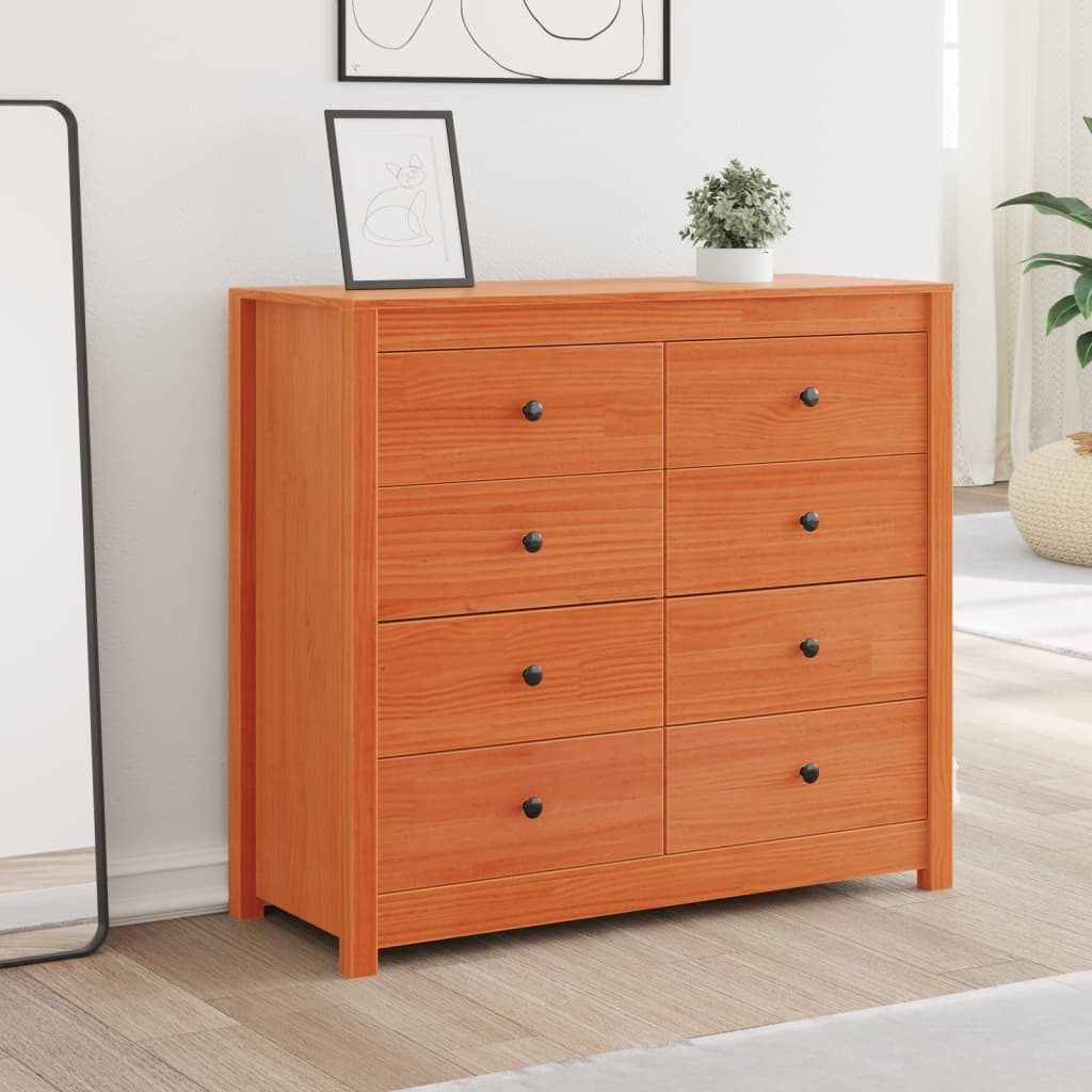 Armadietto Marrone Cera 100x40x90 cm in Legno Massello di Pino 844495