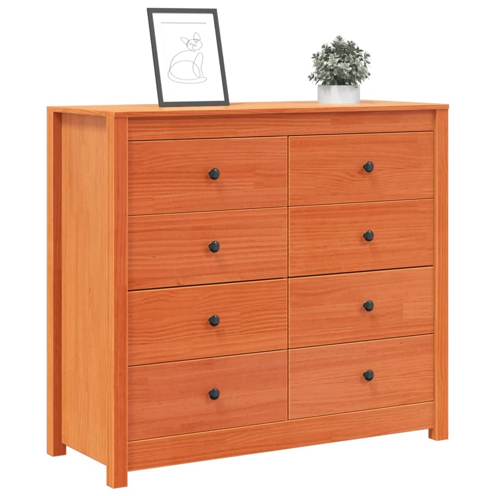 Armadietto Marrone Cera 100x40x90 cm in Legno Massello di Pino 844495