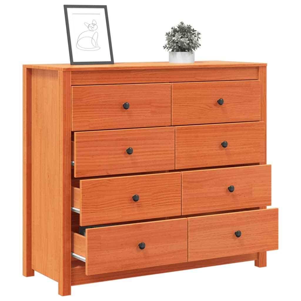 Armadietto Marrone Cera 100x40x90 cm in Legno Massello di Pino 844495