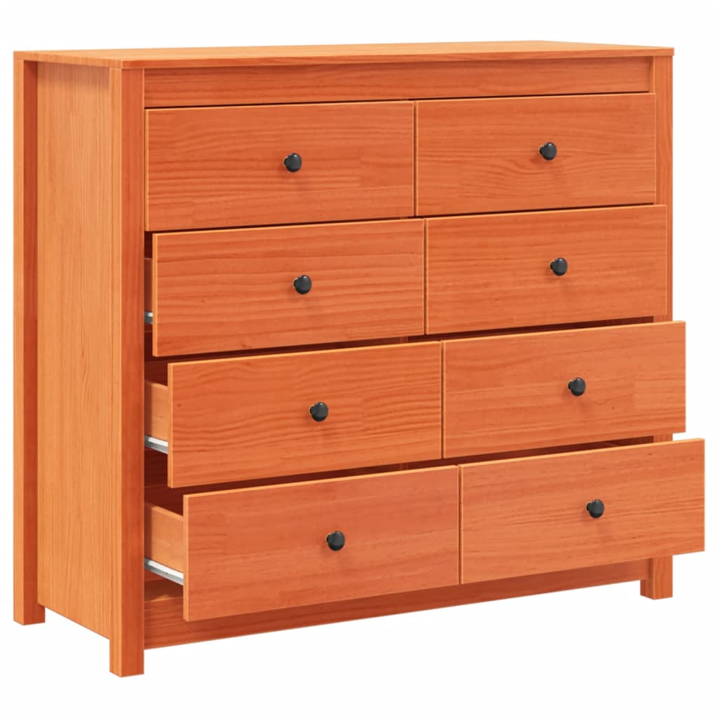 Armadietto Marrone Cera 100x40x90 cm in Legno Massello di Pino 844495