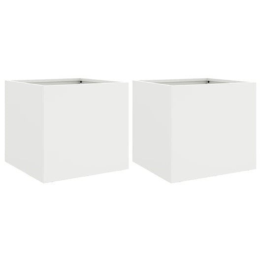 Fioriere 2 pz Bianche 32x30x29 cm in Acciaio Laminato a Freddocod mxl 88177