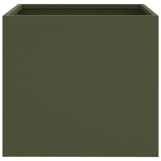Vaso per fioriera aiuola rialzata piante fiori giardino terrazze set da 2 oliva 32 x 30 x 29 cm verde acciaio 02_0039080
