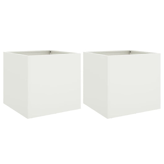 Fioriere 2 pz Bianche 42x40x39 cm in Acciaio Laminato a Freddocod mxl 88180