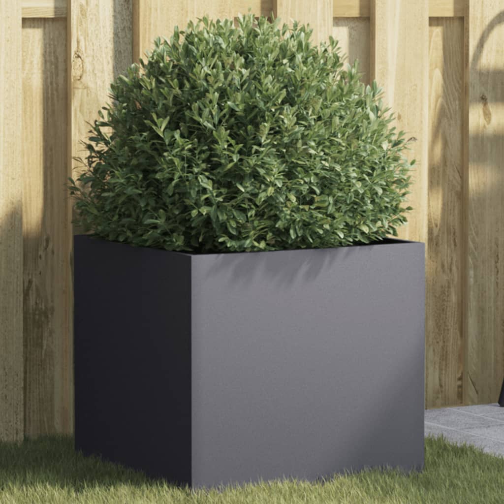 Fioriera-Vaso-Contenitore per Piante Antracite 42x40x39 cm in Acciaio