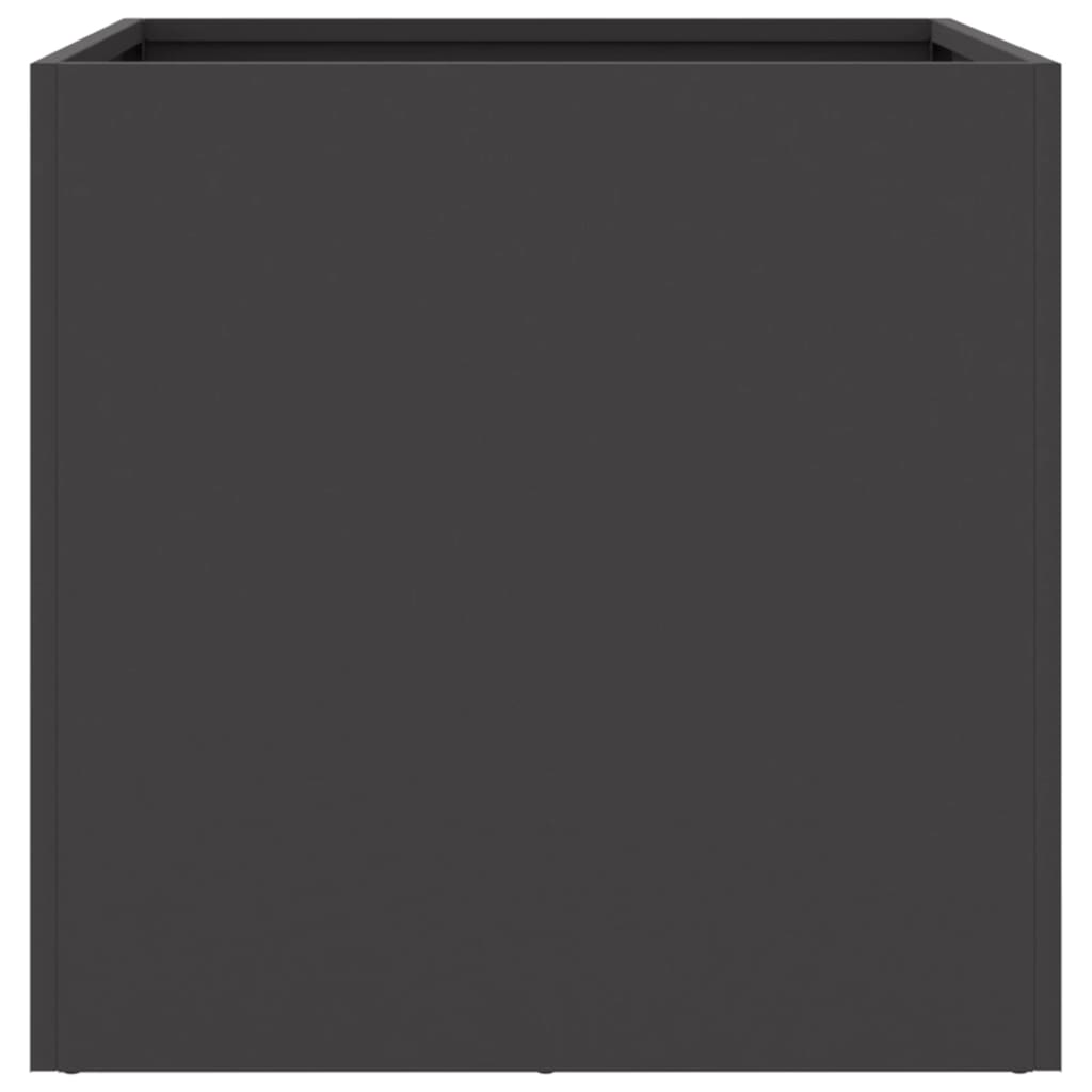 Fioriera rialzata vassoio piante fiori terrazza giardino 49 x 47 x 46 cm acciaio nero 02_0037622