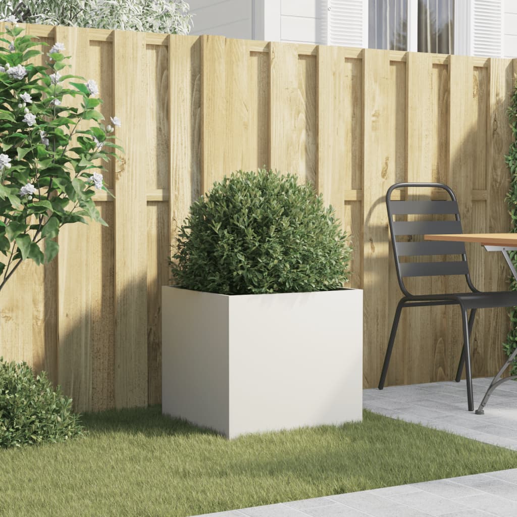 Fioriera-Vaso-Contenitore per Piante Bianca 49x47x46 cm in Acciaio