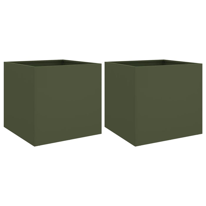 Fioriere 2 pz Verde Oliva 49x47x46 cm in Acciaio 841566