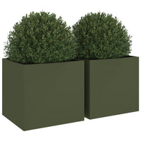 Fioriere 2 pz Verde Oliva 49x47x46 cm in Acciaio 841566