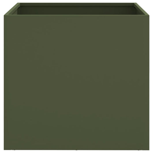Vaso per fioriera aiuola rialzata piante fiori giardino terrazze set da 2 oliva 49 x 47 x 46 cm verde acciaio 02_0039086