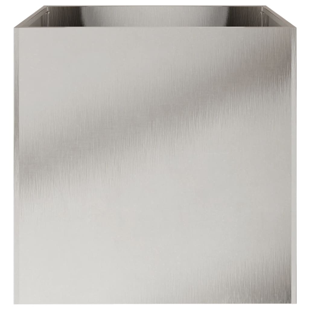 Fioriera-Vaso-Contenitore per Piante Argento 49x47x46 cm in Acciaio Inox