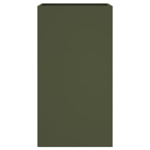 Fioriera-Vaso-Contenitore per Piante Verde Oliva 42x38x75 cm in Acciaio