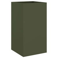 Fioriera-Vaso-Contenitore per Piante Verde Oliva 42x38x75 cm in Acciaio