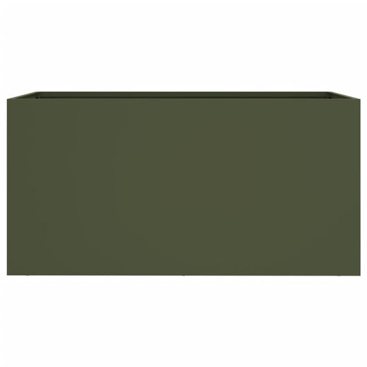 Vassoio per fioriera aiuola rialzata piante fiori terrazzo giardino olivo 62 x 30 x 29 cm verde acciaio 02_0038705