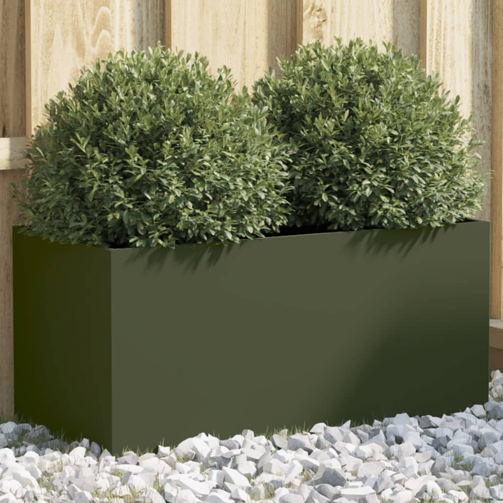 Fioriera Verde Oliva 62x30x29 cm in Acciaio 841592