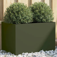 Fioriera-Vaso-Contenitore per Piante Verde Oliva 62x30x29 cm in Acciaio 162070