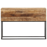 Tavolo Consolle 110x30x75cm Legno Massello Mango Grezzo e Ferro