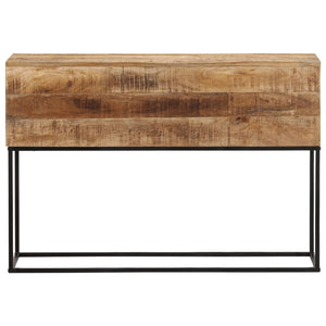 Tavolo Consolle 110x30x75cm Legno Massello Mango Grezzo e Ferro