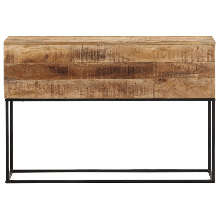 Tavolo Consolle 110x30x75cm Legno Massello Mango Grezzo e Ferro
