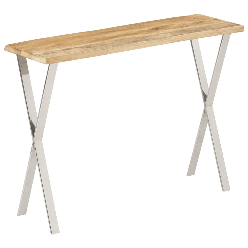 Tavolo Consolle Bordi Vivi 105x33x76 cm Legno Massello di Mango