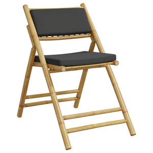 Sedie da Bistrot Pieghevoli 6 pz con Cuscini Grigio Scuro Bambù