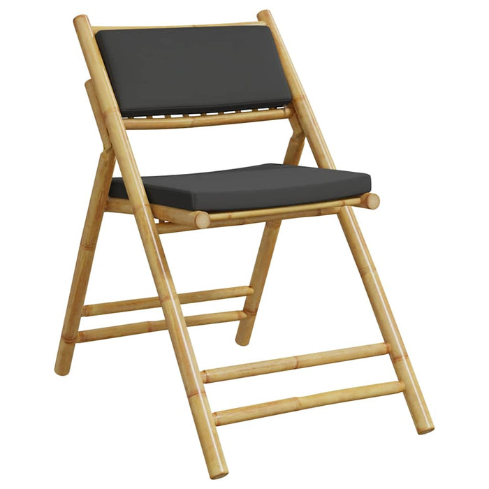 Sedie da Bistrot Pieghevoli 6 pz con Cuscini Grigio Scuro Bambù