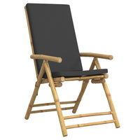 Sedie da Giardino Reclinabili 4 pz Cuscini Grigio Scuro Bambù