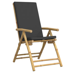 Sedie da Giardino Reclinabili 4 pz Cuscini Grigio Scuro Bambù