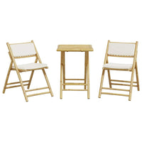 Set da Bistrot Pieghevole 3 pz Cuscini Bianco Crema in Bambù 3208933
