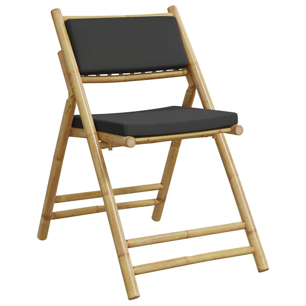 Set da Bistrot Pieghevole 3pz con Cuscini Grigio Scuro Bambù 3208934