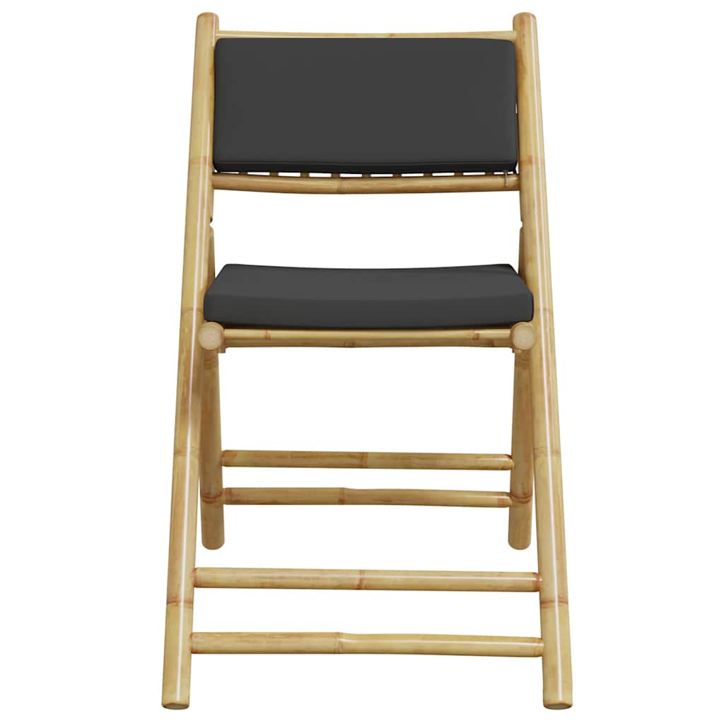 Set da Bistrot Pieghevole 3pz con Cuscini Grigio Scuro Bambù 3208934