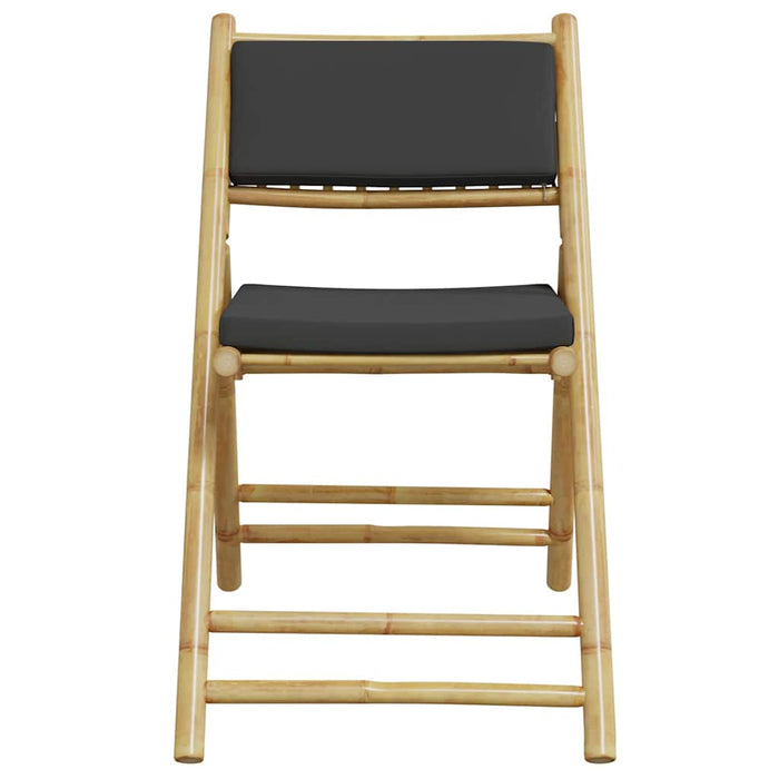 Set da Bistrot Pieghevole 3pz con Cuscini Grigio Scuro Bambù 3208934