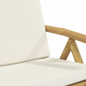 Set da Bistrot Pieghevole 3 pz Cuscini Bianco Crema in Bambù 3208937