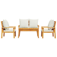 Set Salotto da Giardino 4pz con Cuscini Legno Massello Acacia
