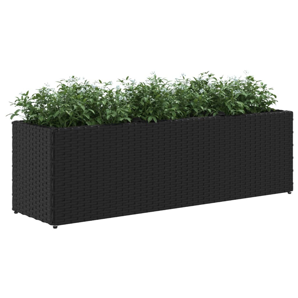 Fioriere da Giardino con 3 Vasi Nere 105x30x32 cm in Polyrattan 3210522