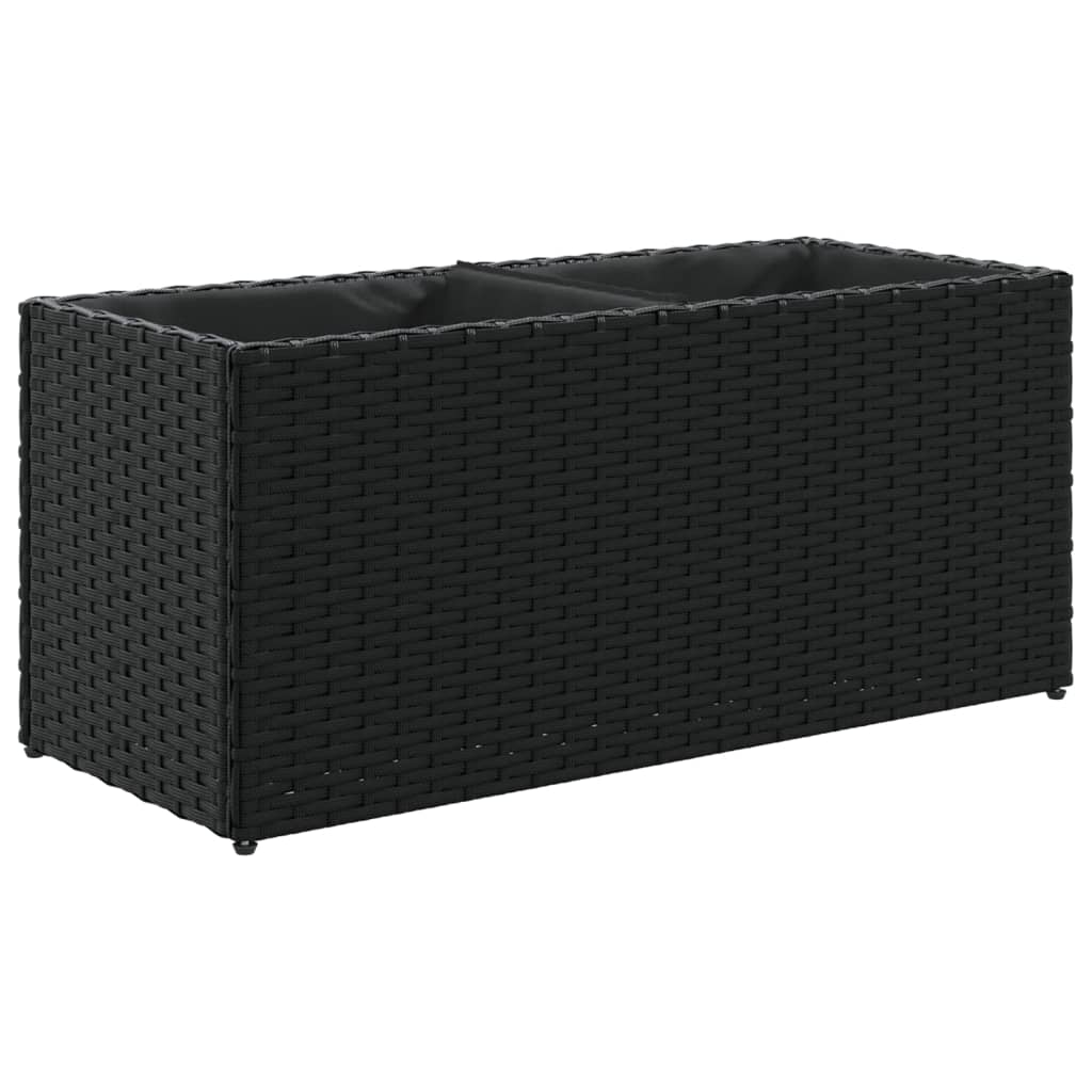 Fioriere da Giardino con 2 Vasi Nere 72x30x32 cm in Polyrattan 3210528