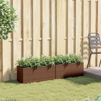 vidaXL Fioriere da Giardino con 2 Vasi Marrone 72x30x32 cm Polyrattan