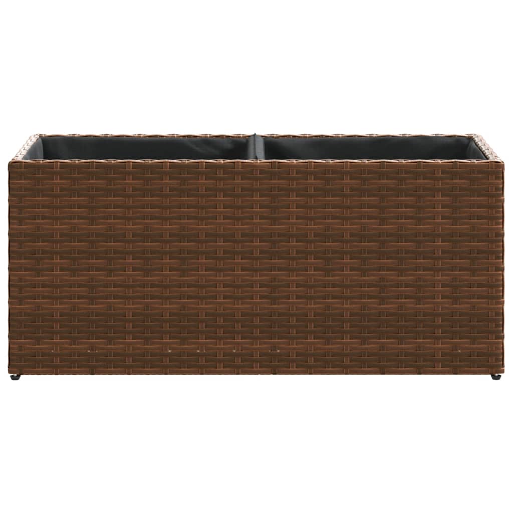 vidaXL Fioriere da Giardino con 2 Vasi Marrone 72x30x32 cm Polyrattan