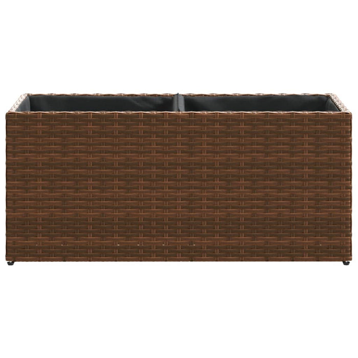 vidaXL Fioriere da Giardino con 2 Vasi Marrone 72x30x32 cm Polyrattan