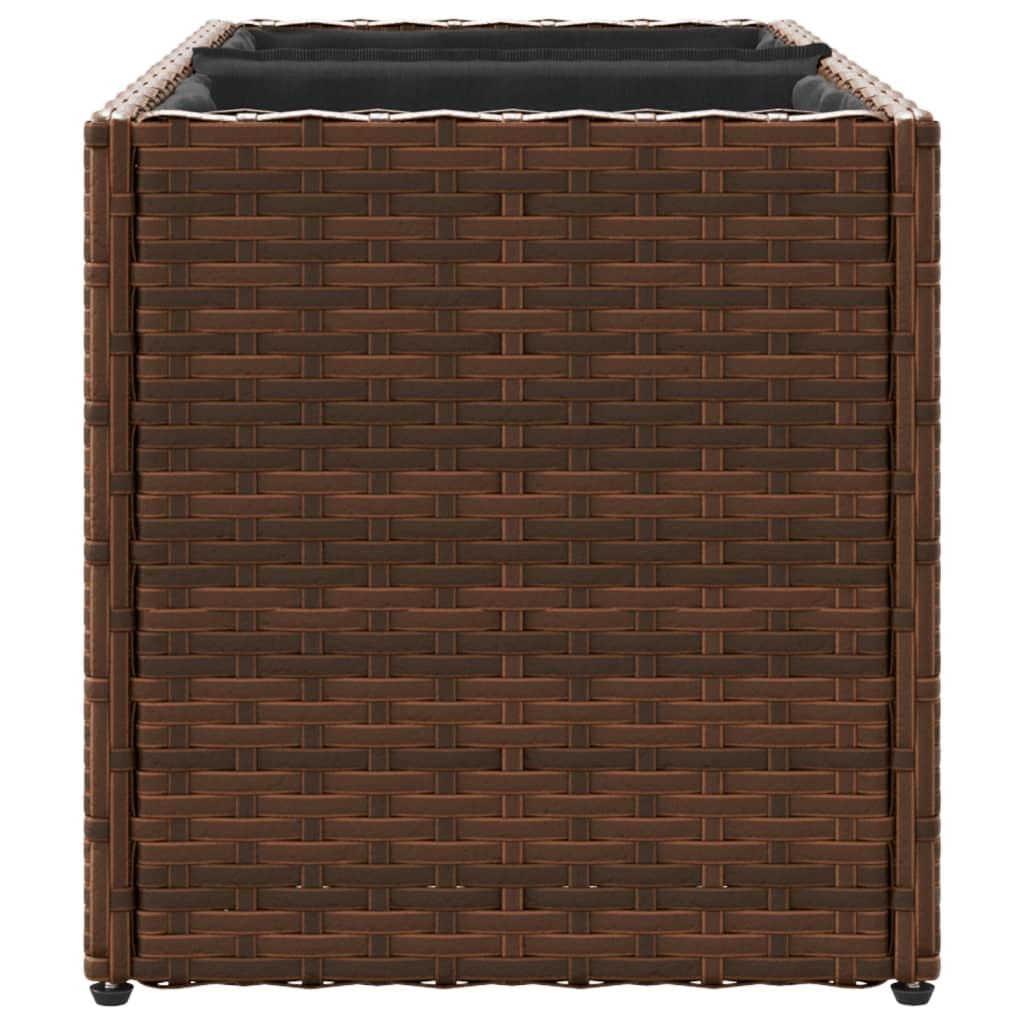 vidaXL Fioriere da Giardino con 2 Vasi Marrone 72x30x32 cm Polyrattan