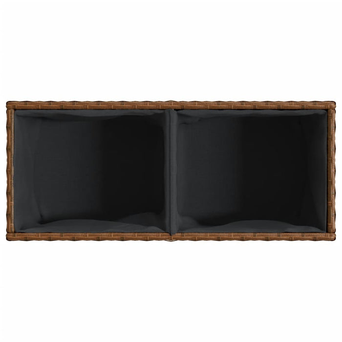 vidaXL Fioriere da Giardino con 2 Vasi Marrone 72x30x32 cm Polyrattan