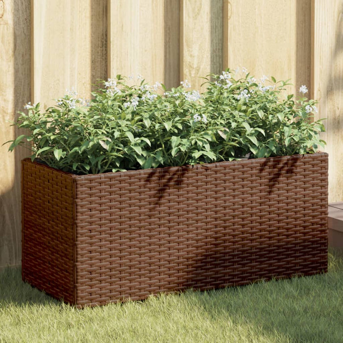 vidaXL Fioriere da Giardino con 2 Vasi Marrone 72x30x32 cm Polyrattan