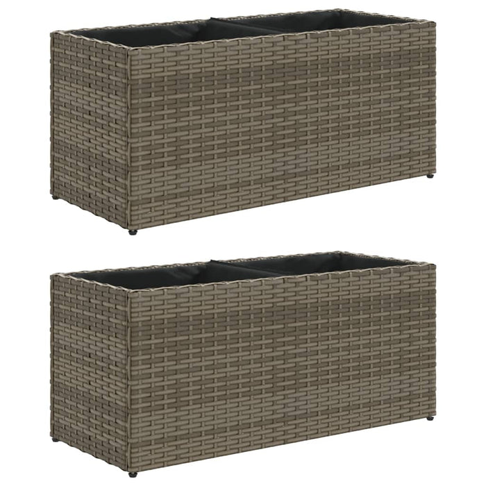 Fioriere da Giardino con 2 Vasi Grigie 72x30x32 cm Polyrattan 3210530