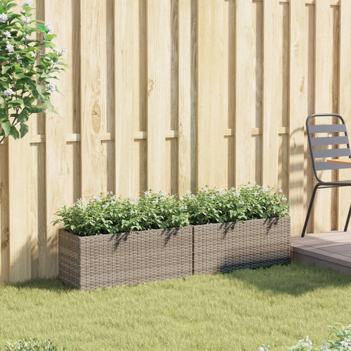 Fioriere da Giardino con 2 Vasi Grigie 72x30x32 cm Polyrattan 3210530
